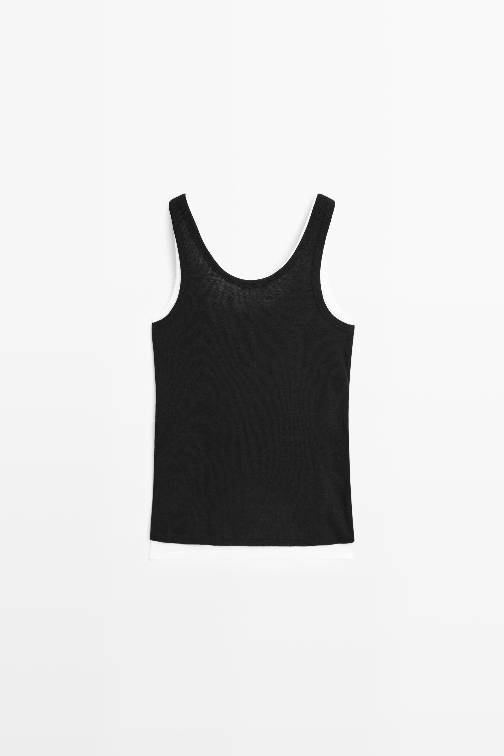 100% cotton ribbed double-layer top